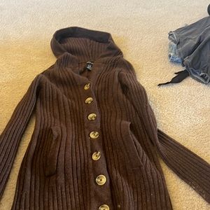 brown cardigan